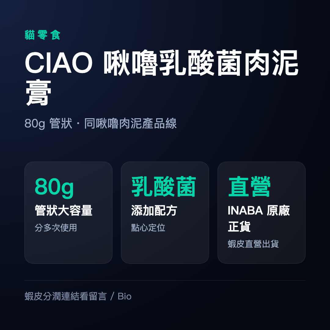 【蝦皮直營】CIAO 啾嚕肉泥膏 啾嚕乳酸菌 管狀肉泥膏 80G/條 日本原產 貓肉泥 貓零食 全齡貓